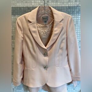 Sunny Choi Vintage Tailored Silk Pale Pink Suit Set with Skirt and Blouse